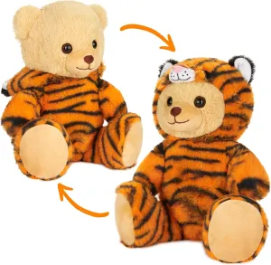 Teddy Tiger - 10 Inch Teddy Bear in Tiger Costume with Hood - Cuddly Toy for Cosy Adventures - Stuffed Animal for Children