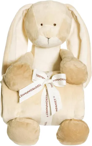 Teddykompaniet Diinglisar Adorable Stuffed Animal Lovely Realistic Large Bunny Rabbit & Soft Blanket Set Plush Sleep Toys Birthday Gift for Baby Child Toddler