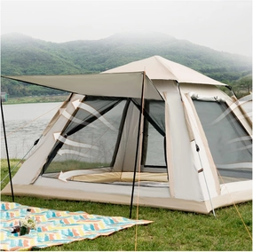 Tepee Tent 4 People Waterproof,Double Doors and Four Windows Large Camping Tent Sturdy and Lightweight Family Tents for Hiking Backpacking