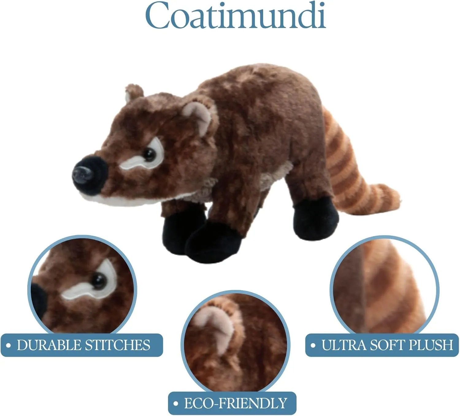 The Petting Zoo Coatimundi Stuffed Animal Plushie, Gifts for Kids, Wild Onez Zoo Animals, Zoologee Coatimundi Plush Toy 12 inches