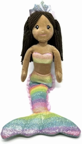 The Petting Zoo Mermaid Doll Plushie, Gifts for Girls, Ombrez Mermaid Stuffed Animals, Mermaid Plush Toy, Dark Skin, 17 Inch