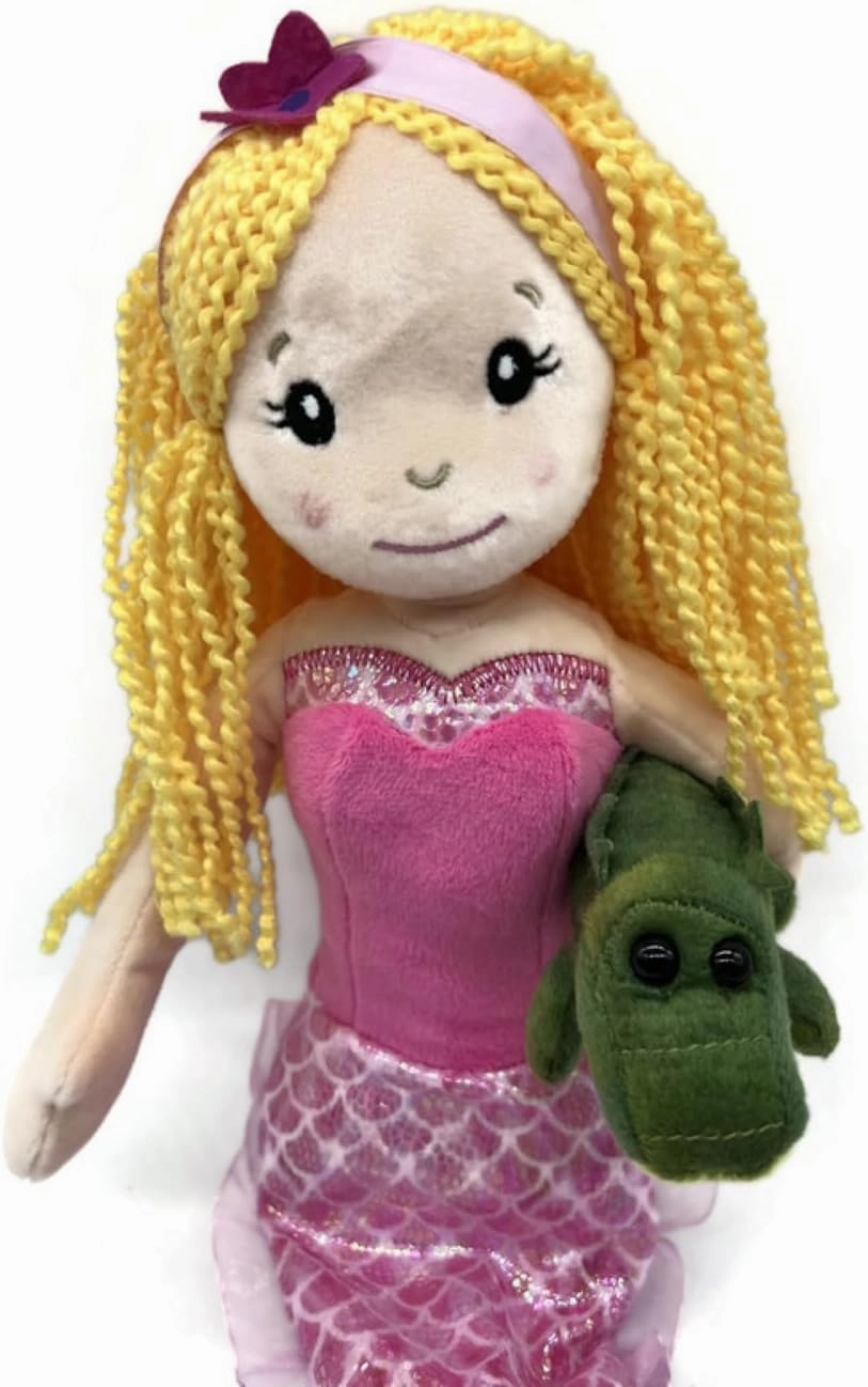 The Petting Zoo Mermaid Doll with Alligator Stuffed Animal- Great Gifts for Girls, Mermaid Plush Doll with Alligator Plush Toy, 17 inch (Blonde)