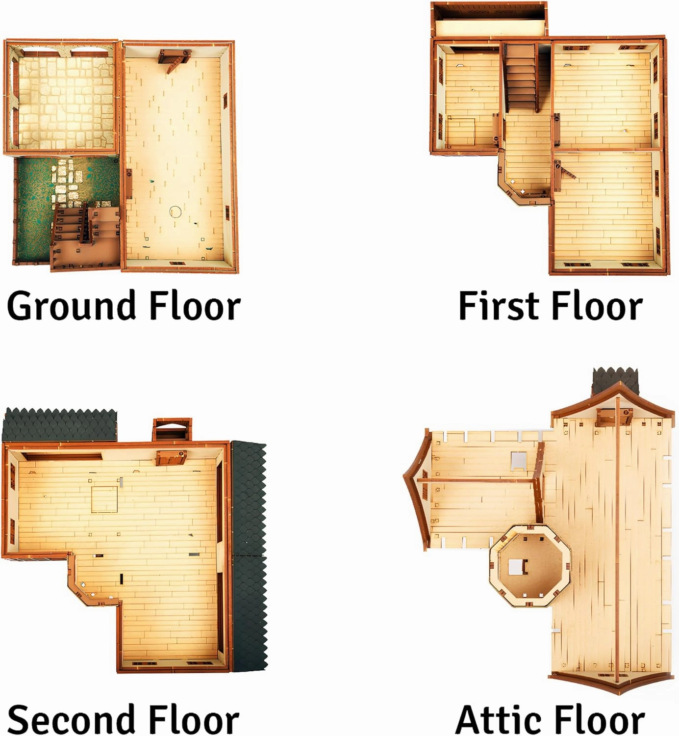 The Tavern - Medieval House (Crooked Elbow) DIY Wooden House Building Kit -715PCS; 12hrs Assembly time; Age Group 18  - Realistic