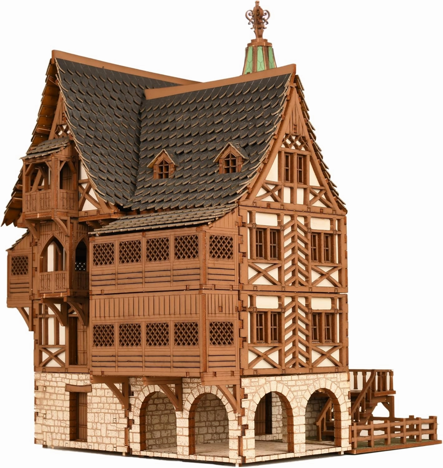 The Tavern - Medieval House (Crooked Elbow) DIY Wooden House Building Kit -715PCS; 12hrs Assembly time; Age Group 18  - Realistic