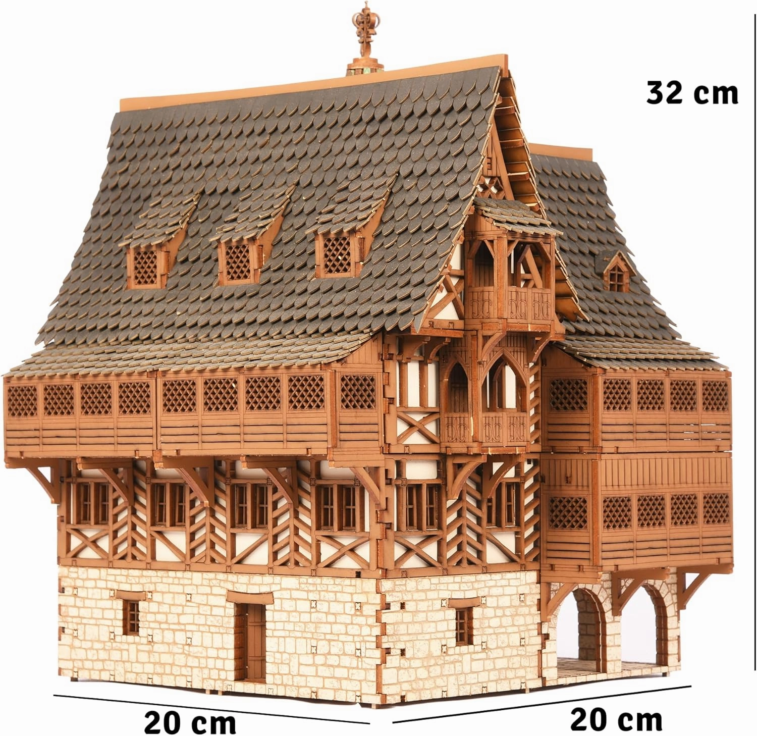 The Tavern - Medieval House (Crooked Elbow) DIY Wooden House Building Kit -715PCS; 12hrs Assembly time; Age Group 18  - Realistic