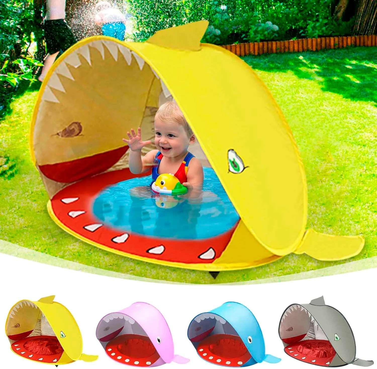 Toddler Beach Whale Tent, Funny Pop Up Beach Tent Sun Shade for Beach, Portable Shade Pool UV with Storage Bag, Protection Sun Shelter for Toddler (Grey)