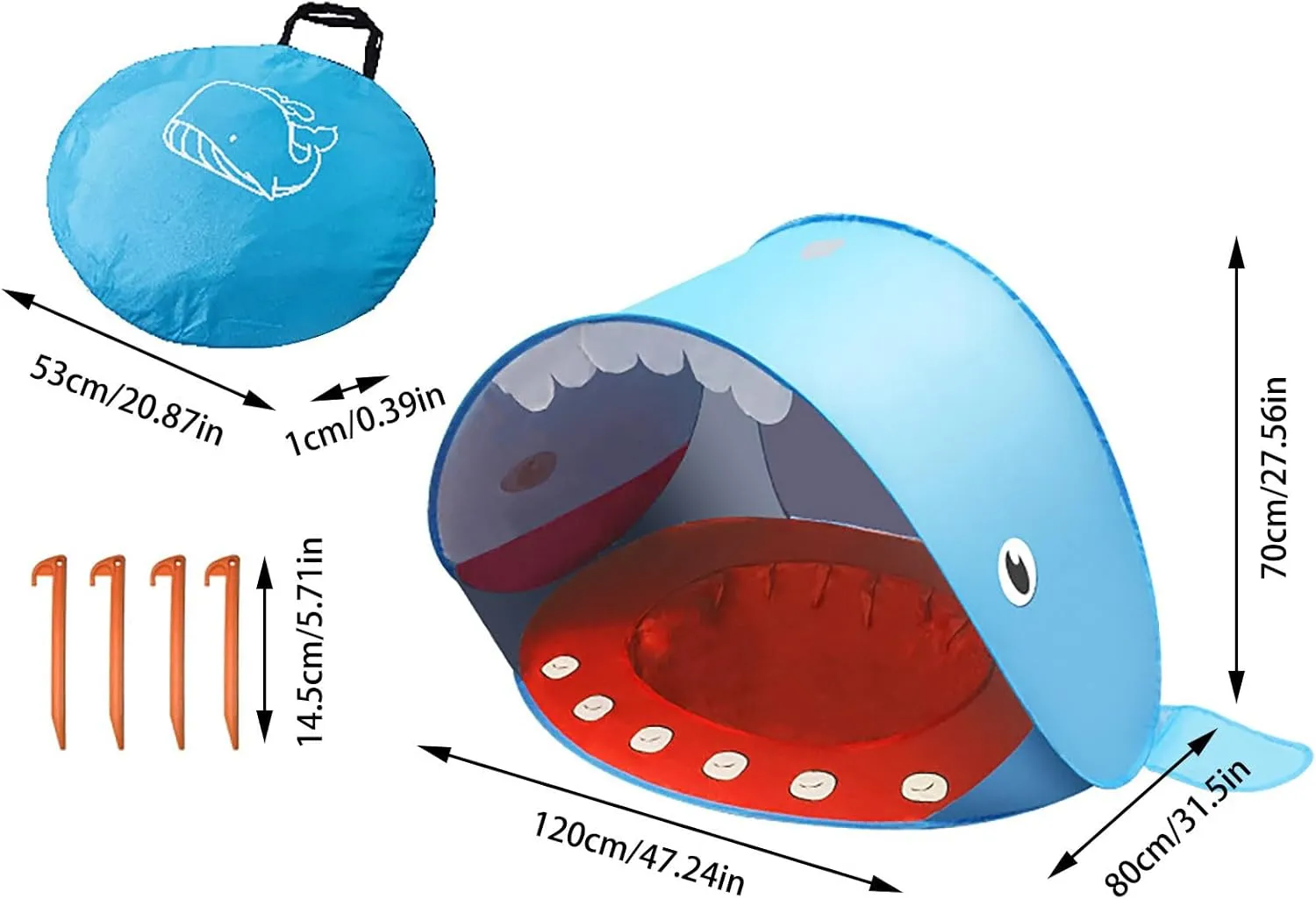 Toddler Beach Whale Tent, Funny Pop Up Beach Tent Sun Shade for Beach, Portable Shade Pool UV with Storage Bag, Protection Sun Shelter for Toddler (Grey)