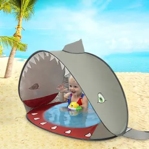 Toddler Beach Whale Tent, Funny Pop Up Beach Tent Sun Shade for Beach, Portable Shade Pool UV with Storage Bag, Protection Sun Shelter for Toddler (Grey)