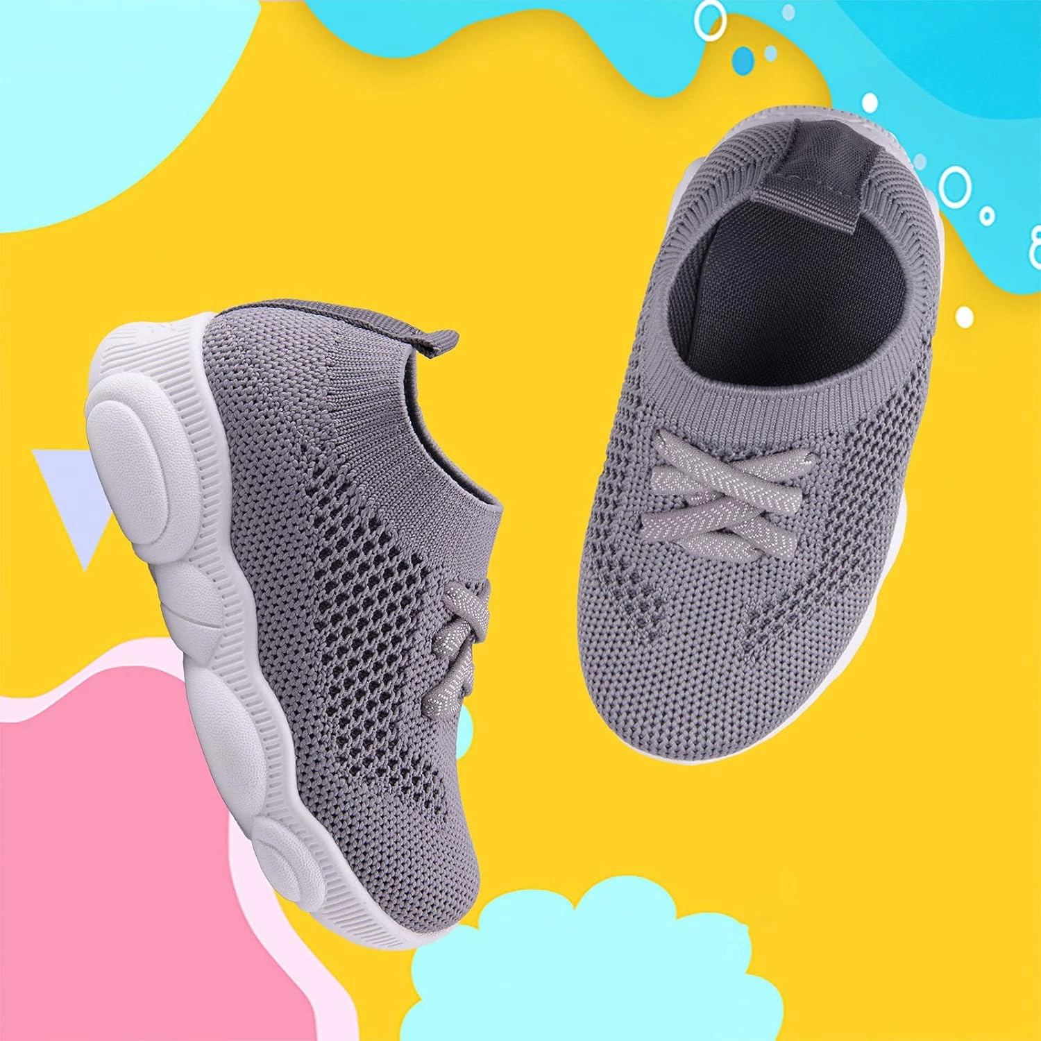 Toddler Baby Girls Boys Tennis White Walking Barefoot Slip on Shoes 18-24 Months Size 5 Wide Toe Box Summer Soft Sole Flexible Dinosaur Cheer Shoes Breathable Outdoor Soccer Rubber Sneakers