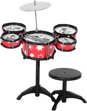 TOYANDONA Drum Set Kids Drum Set, Jazz Drum Set 5 Drums with Stool Mini Band Rock Set, Toddler Drum Set, Drum Set for Kids Ages 9-12, Drum Set for Toddlers 1-3, Kids Drum Sets for 2-5 Drumset