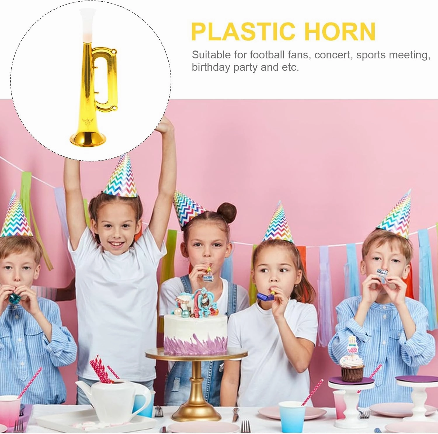 TOYANDONA Kids Toys Kids Trumpet 14pcs Plastic Trumpet Trumpet Horn Toy Plastic Horn Trumpet Cheering Prop Trumpet Golden Kids Trumpet Kids Toy Trumpet Musical Instruments