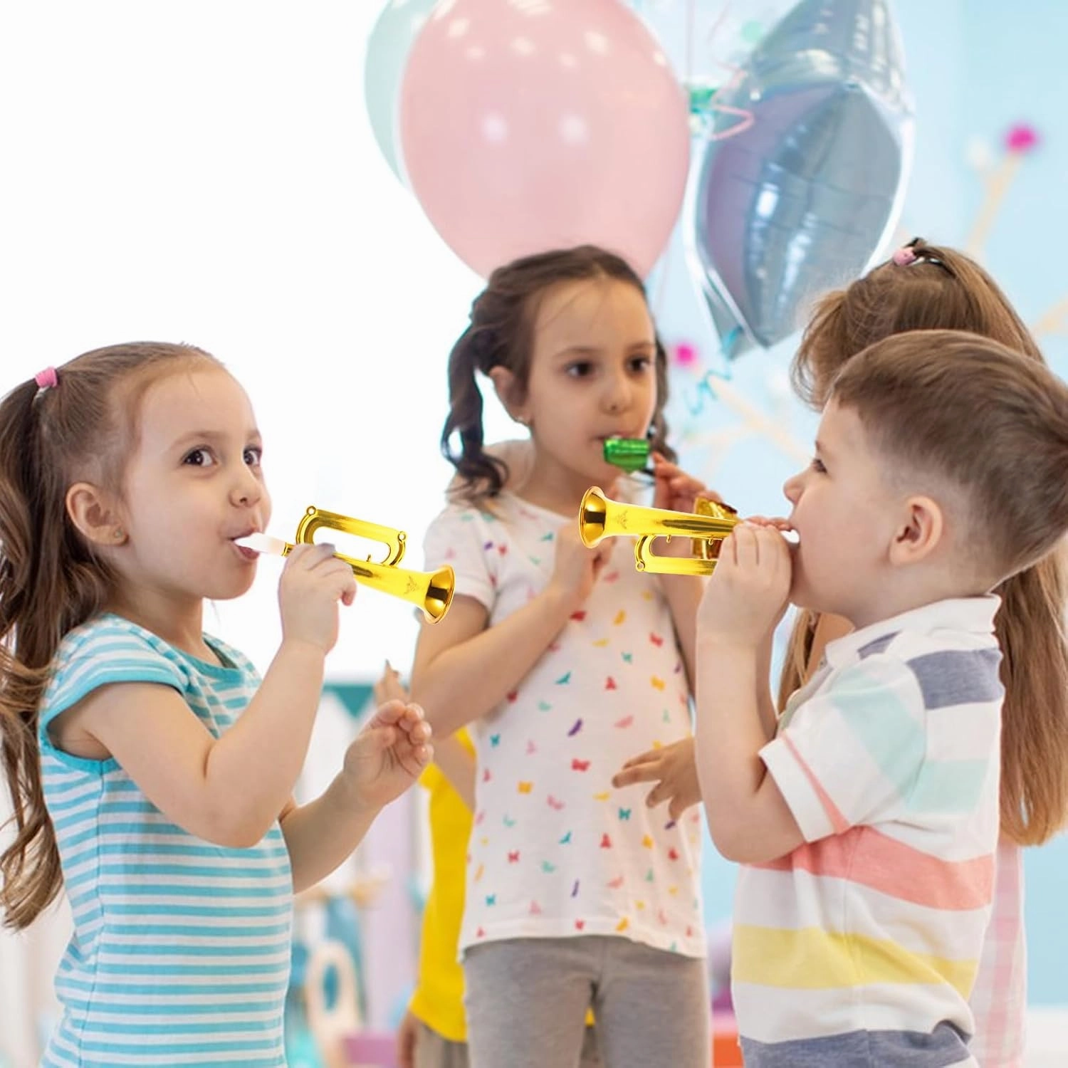 TOYANDONA Kids Toys Kids Trumpet 14pcs Plastic Trumpet Trumpet Horn Toy Plastic Horn Trumpet Cheering Prop Trumpet Golden Kids Trumpet Kids Toy Trumpet Musical Instruments
