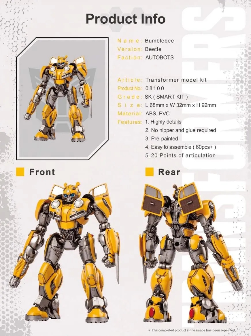 Transformers Bumblebee Figure Model Kit – Beetle Easy to Assemble 3D Articulated Action Figure Pre Painted Collectible Series Toys Hobby 08100