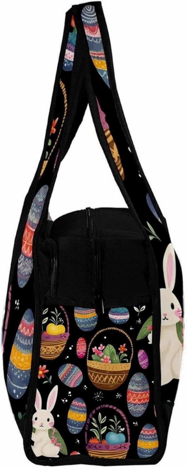 Travel Bag,Mens Gym Bag,Womens Gym Bag,Bunny Easter Eggs Colorful Flowers,Sports Bag