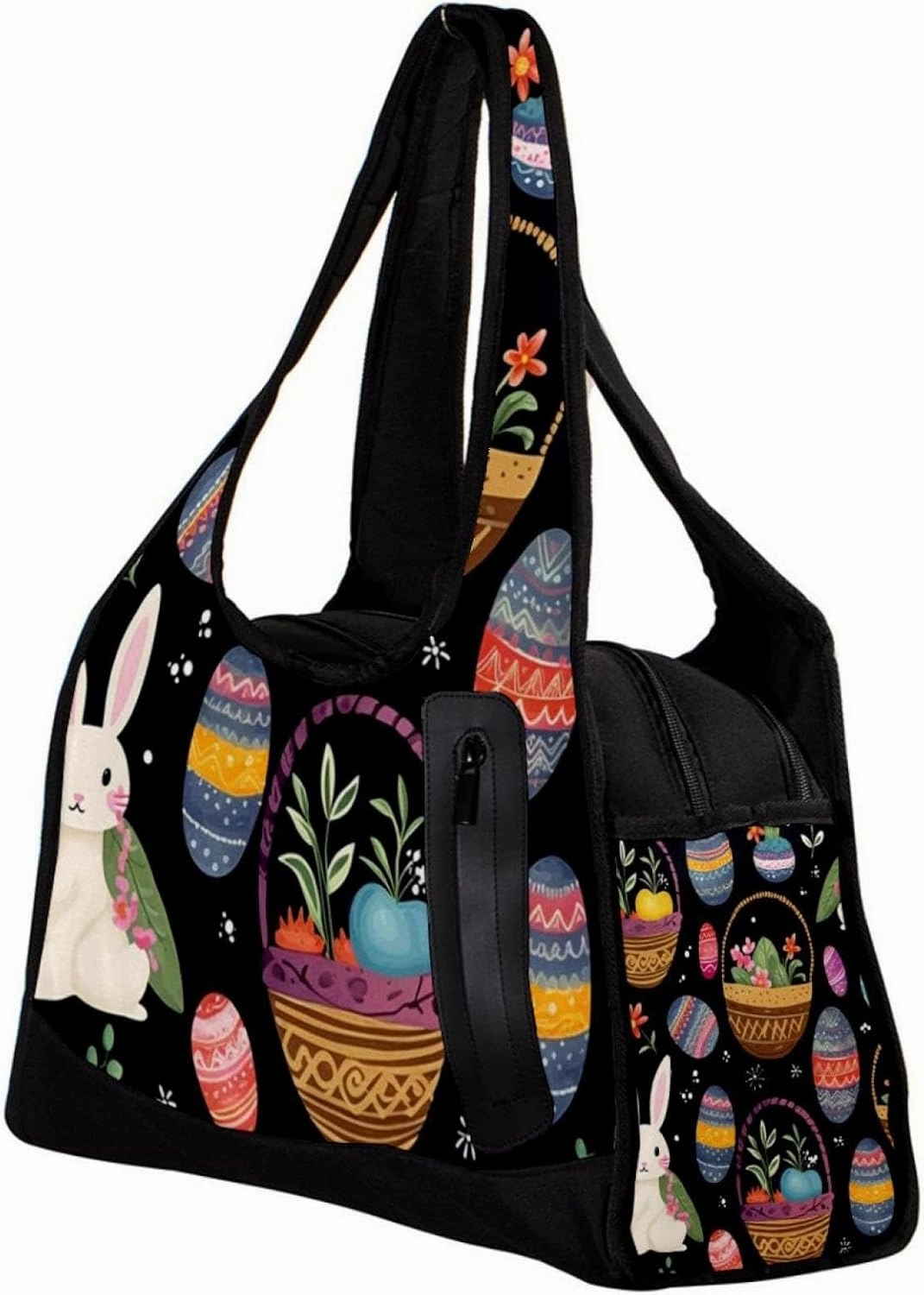 Travel Bag,Mens Gym Bag,Womens Gym Bag,Bunny Easter Eggs Colorful Flowers,Sports Bag