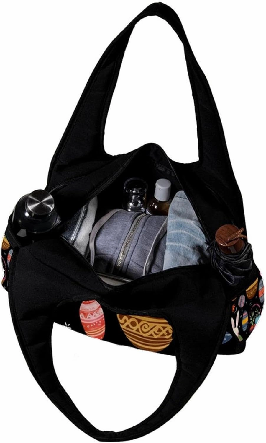Travel Bag,Mens Gym Bag,Womens Gym Bag,Bunny Easter Eggs Colorful Flowers,Sports Bag