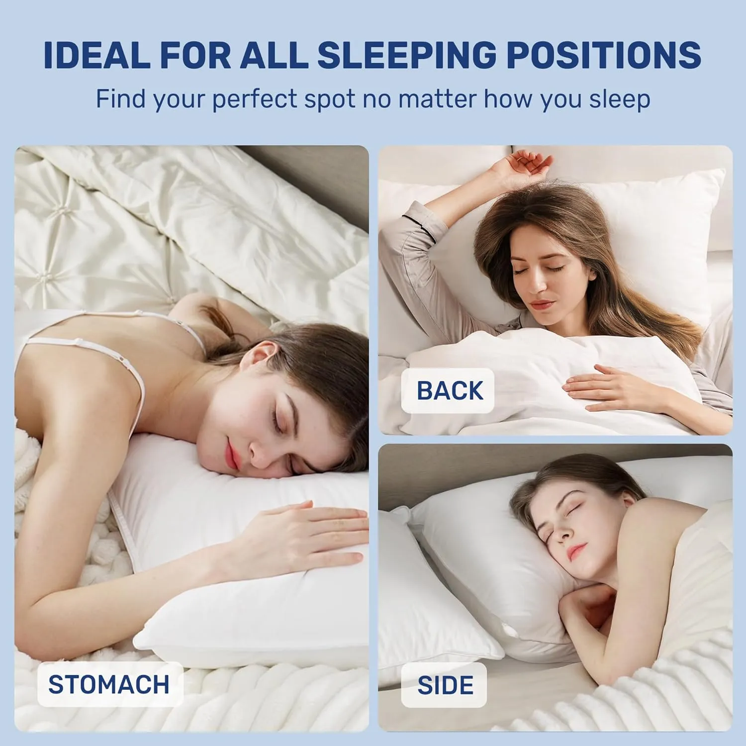 UNIKOME Ultra Soft Hotel Collection Luxury Bed Pillows - 100% Cotton Cover King Size Set of 2 Down Alternative Pillow Bedding Fluffy Pillow for Back, Stomach or Side Sleepers