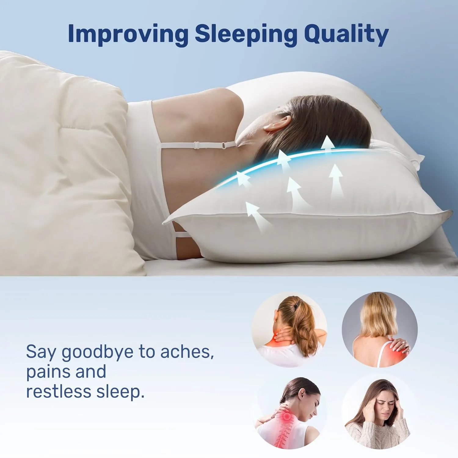UNIKOME Ultra Soft Hotel Collection Luxury Bed Pillows - 100% Cotton Cover King Size Set of 2 Down Alternative Pillow Bedding Fluffy Pillow for Back, Stomach or Side Sleepers