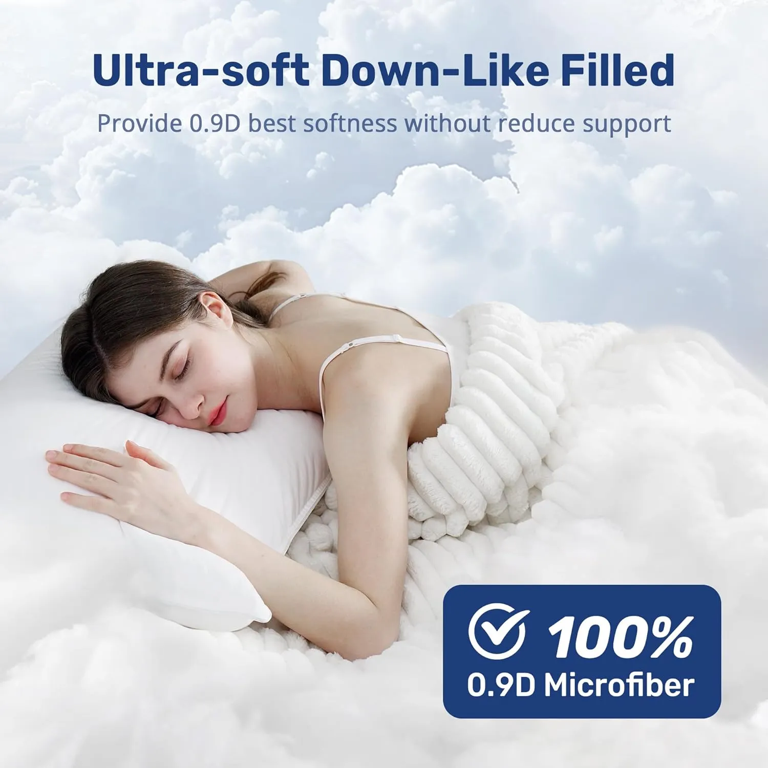UNIKOME Ultra Soft Hotel Collection Luxury Bed Pillows - 100% Cotton Cover King Size Set of 2 Down Alternative Pillow Bedding Fluffy Pillow for Back, Stomach or Side Sleepers