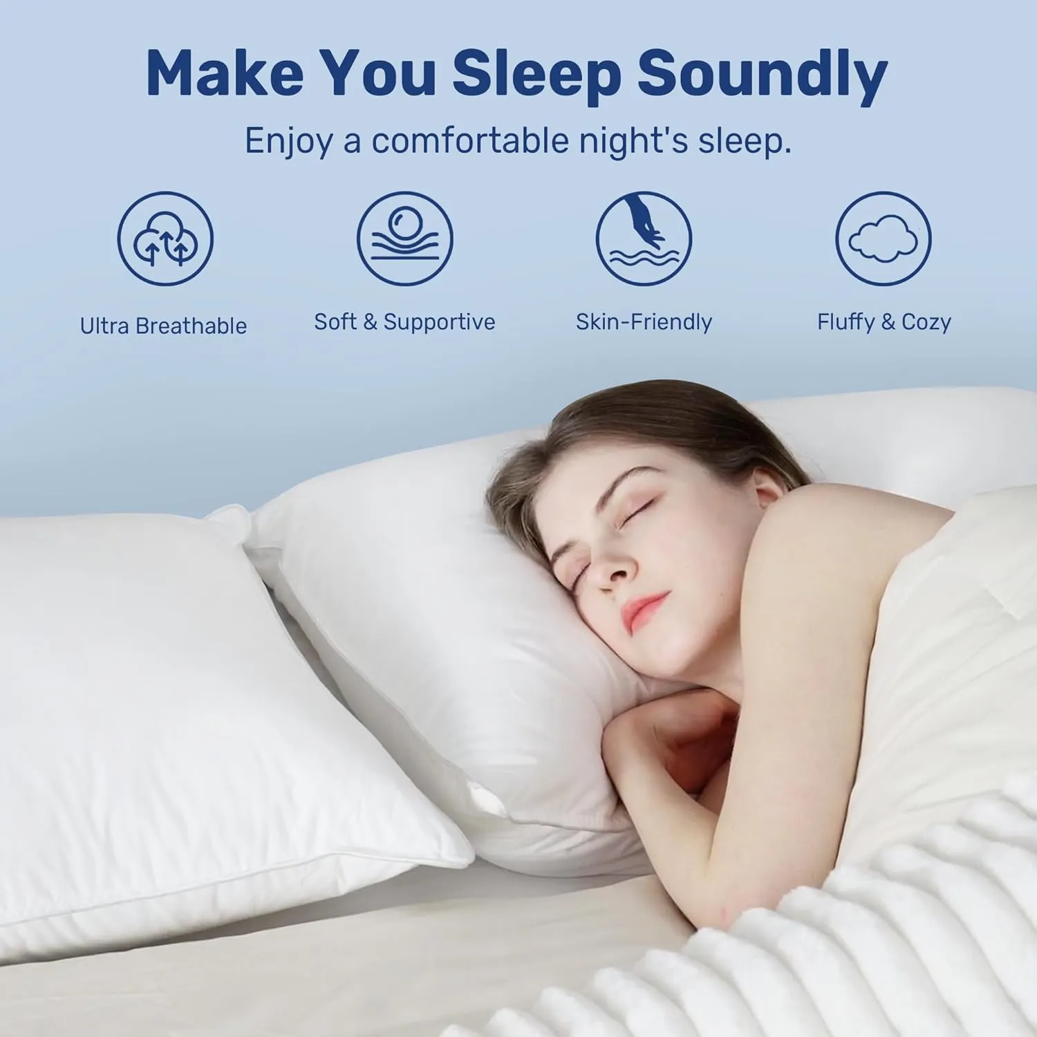 UNIKOME Ultra Soft Hotel Collection Luxury Bed Pillows - 100% Cotton Cover King Size Set of 2 Down Alternative Pillow Bedding Fluffy Pillow for Back, Stomach or Side Sleepers