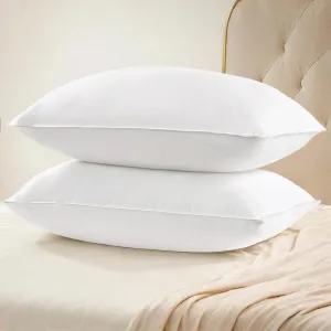 UNIKOME Ultra Soft Hotel Collection Luxury Bed Pillows - 100% Cotton Cover King Size Set of 2 Down Alternative Pillow Bedding Fluffy Pillow for Back, Stomach or Side Sleepers