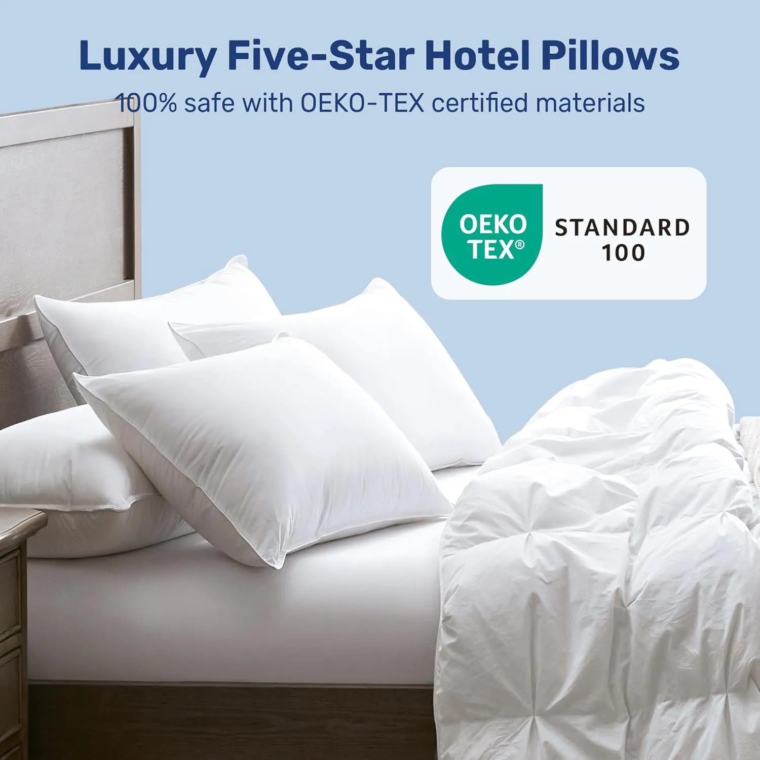 UNIKOME Ultra Soft Hotel Collection Luxury Bed Pillows - 100% Cotton Cover King Size Set of 2 Down Alternative Pillow Bedding Fluffy Pillow for Back, Stomach or Side Sleepers