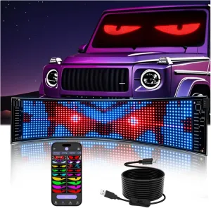 Upgrade Multifunctional Bright Led Sign - 15” x 4” [ Upgrade to All-in-One Features ] Programmable Custom 5V/2A Led Sign- Bluetooth APP Control - [True Full-Color LED Beads] - Also a Digital Clock