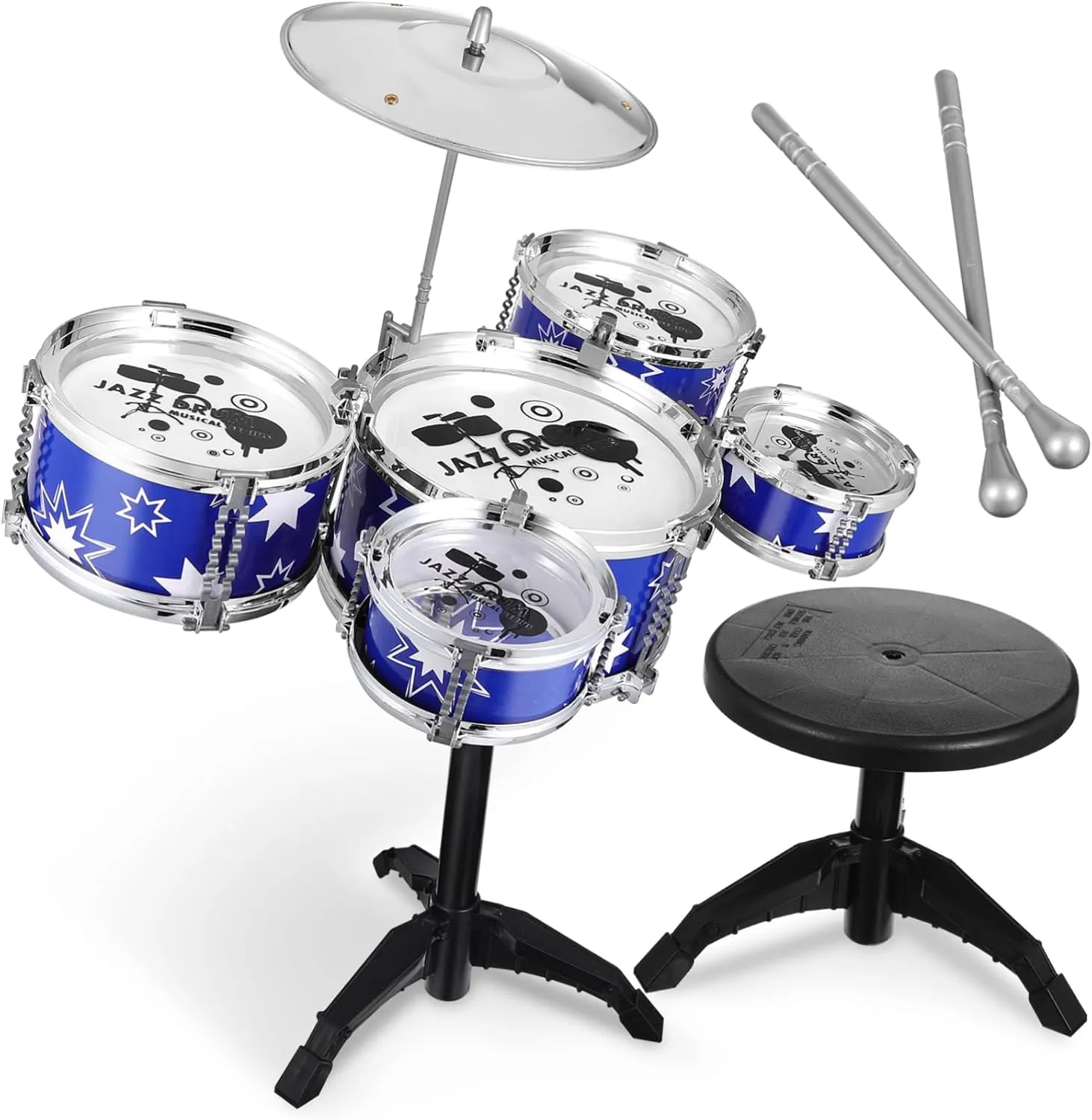 UPKOCH Drum Jazz Drum Kit with Stool Musical Instruments for Ages Develop Rhythm Musical Talent Fun Percussion for Preschoolers