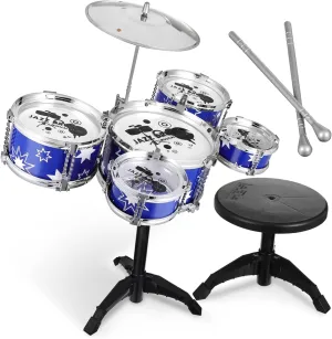 UPKOCH Drum Jazz Drum Kit with Stool Musical Instruments for Ages Develop Rhythm Musical Talent Fun Percussion for Preschoolers
