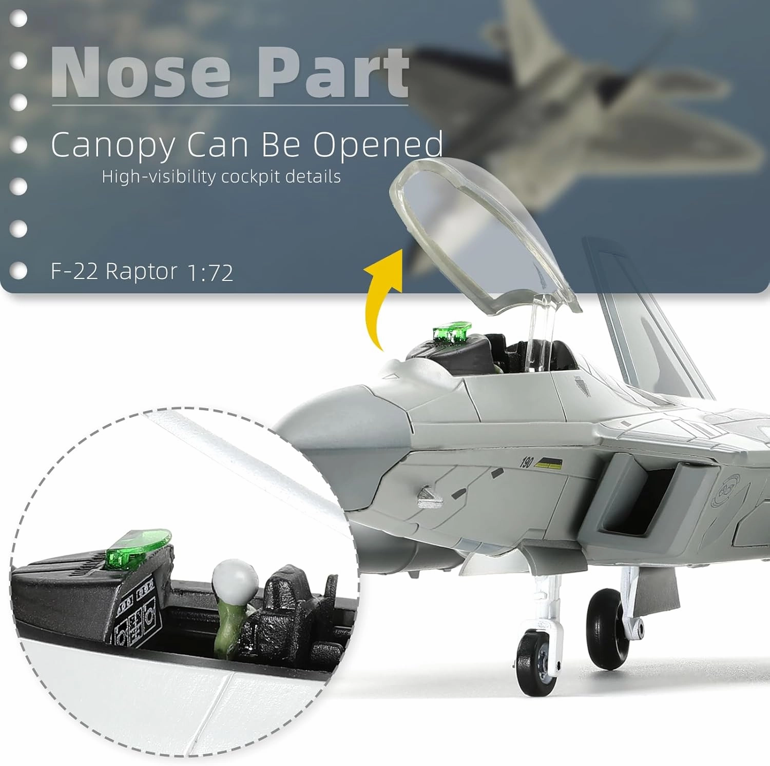 USA F-22 Raptor Fighter Attack Pre-Build Model 1:72 Aircraft Alloy Diecast Airplane Military Display Model Aircraft for Collection or Gift (AK 093)