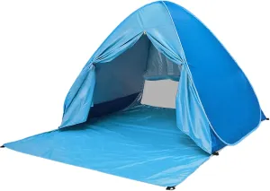 UV-Protection Pop-Up Beach Tent Portable Foldable Quick Set-Up Sun Shelter Cover with Zipper Door