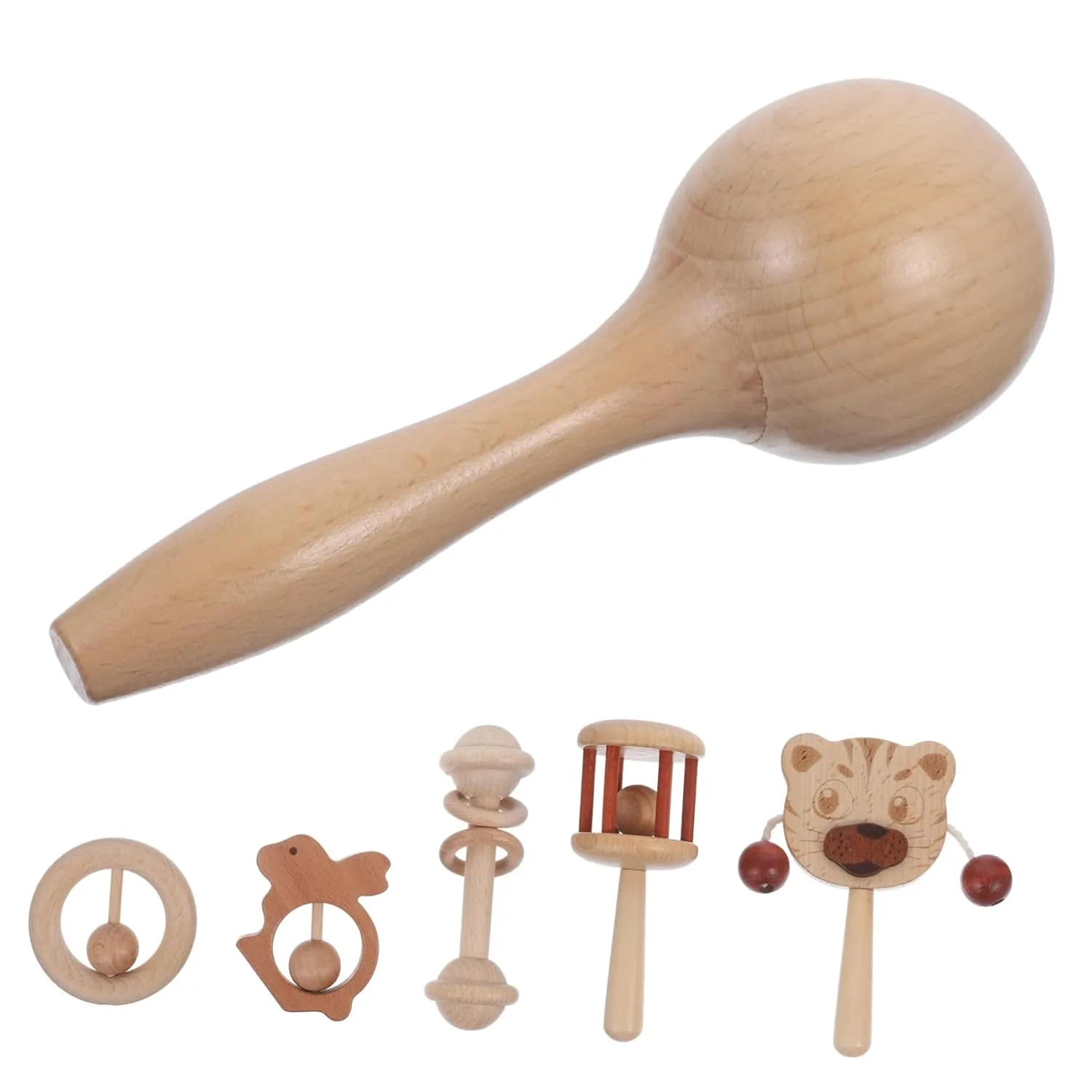 Vaguelly 1 Set Wooden Rattle for Boy Girl Musical Hand Fun for Early Learning and Party Use Safe Natural Construction Present