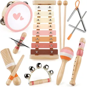 Vanplay Musical Toy for Toddlers 1-3, One 1st Birthday Gifts for Girl 1-2, Wooden Montessori Toy for 2 3 Year Old, Musical Instruments with Xylophone/Drum for Baby Preschool Educational 18  Months