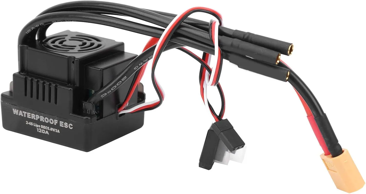 VGEBY Brushless ESC, 120A RC Car ESC, Fit for 1/8 RC Car, XT60, Programmable, Safety Features