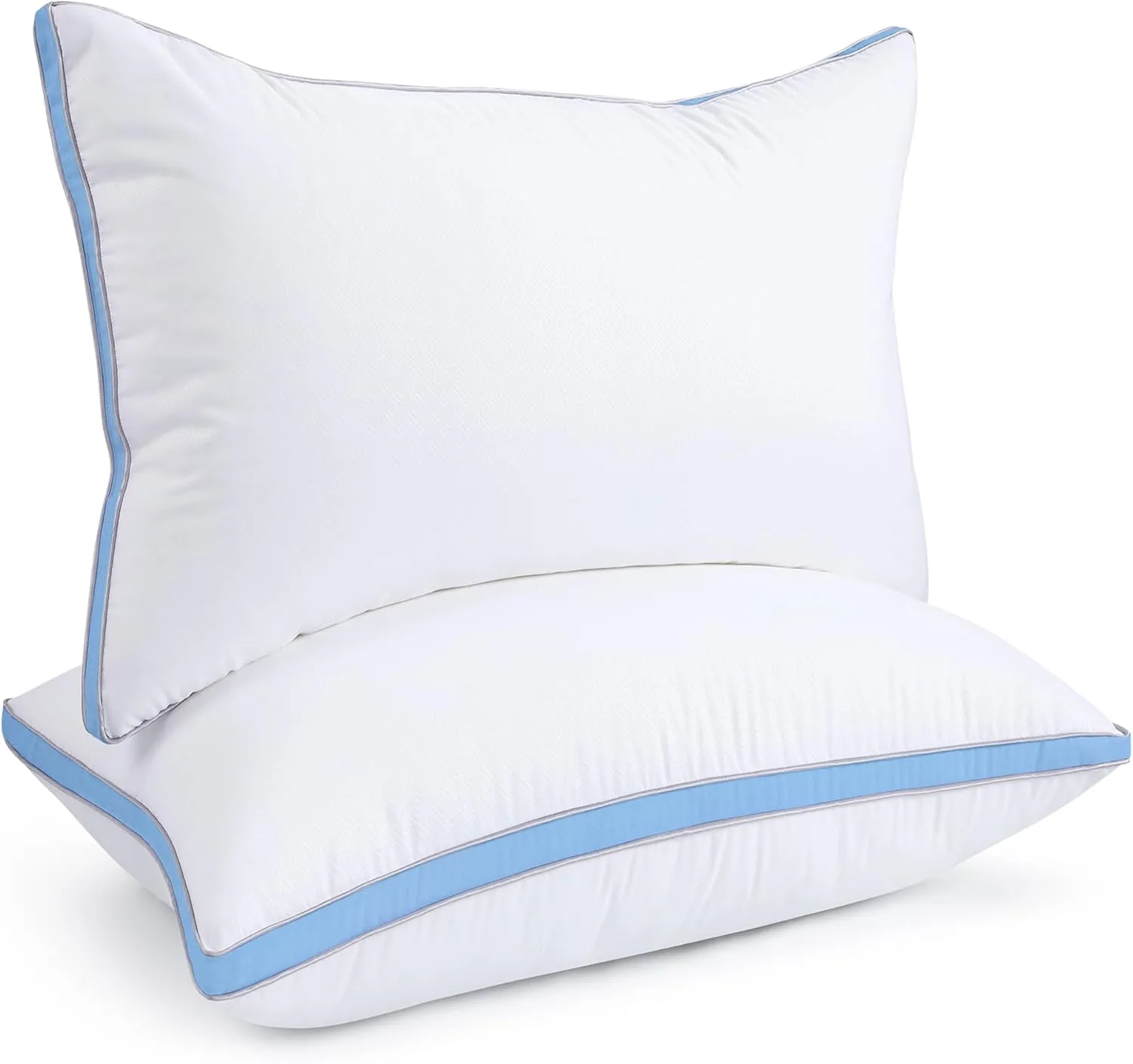 viewstar Pillows Queen Size Set of 2, Hotel Quality Cooling Down Alternative Gusseted Bed Pillows for Side, Back, or Stomach Sleepers, Light Blue