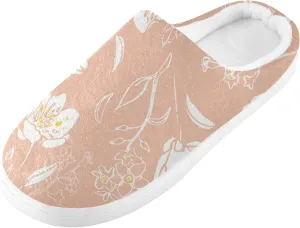 Vintage Floral Womens Mens Cozy Fuzzy Slippers, Soft Warm Lightweight Memory Foam Anti-Slip House Indoor Outdoor Slippers