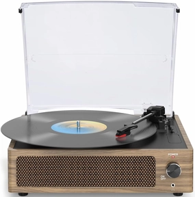 Vintage Record Player for Vinyl with Speakers Turntable Vinyls Records Belt-Driven LP Phonograph Support 3-Speed BT Wireless Playback AUX-in Headphone RCA Line Sound Enjoyment Retro Wood Cyan