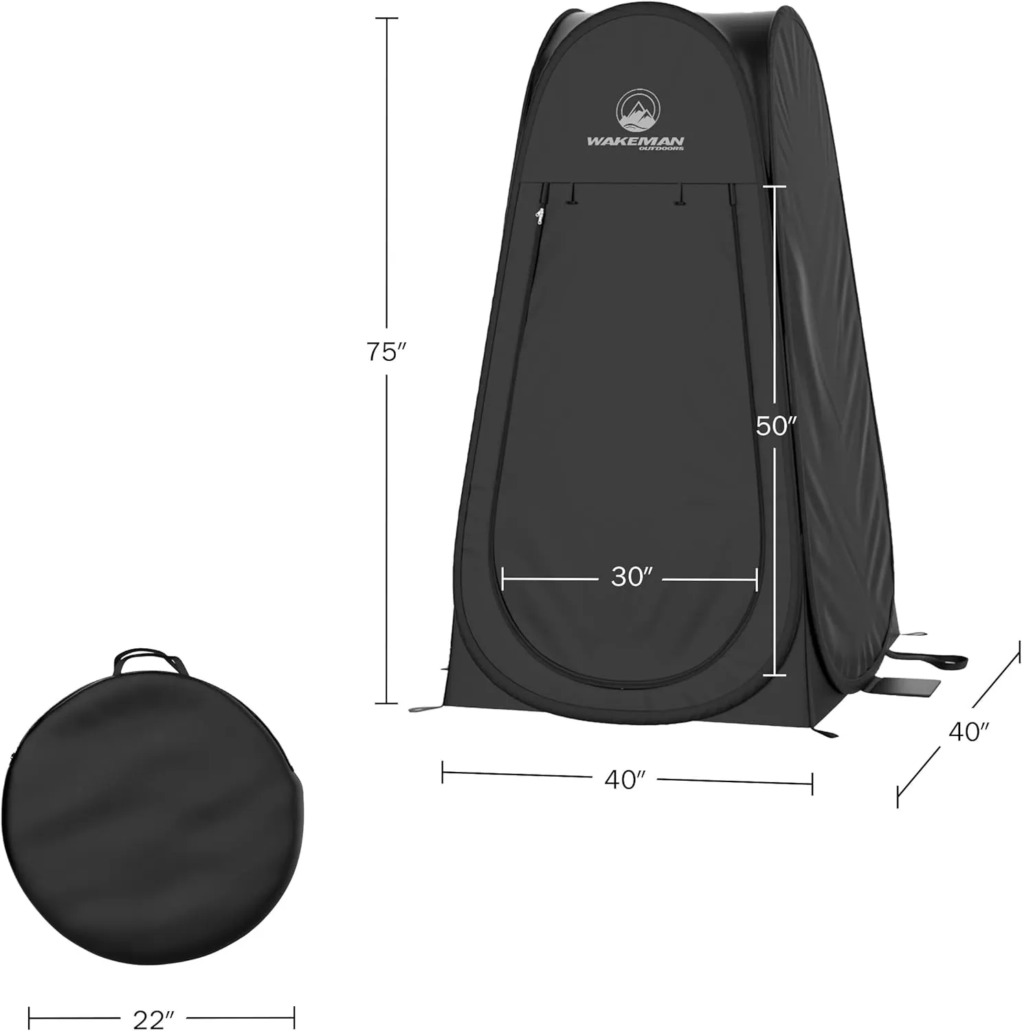 Wakeman Tents 2-Person Tent with Pop-Up Design and Carry Bag - Includes Pop-Up Privacy Tent, Dressing Room, or Portable Shower - Camping Gear by Wakeman