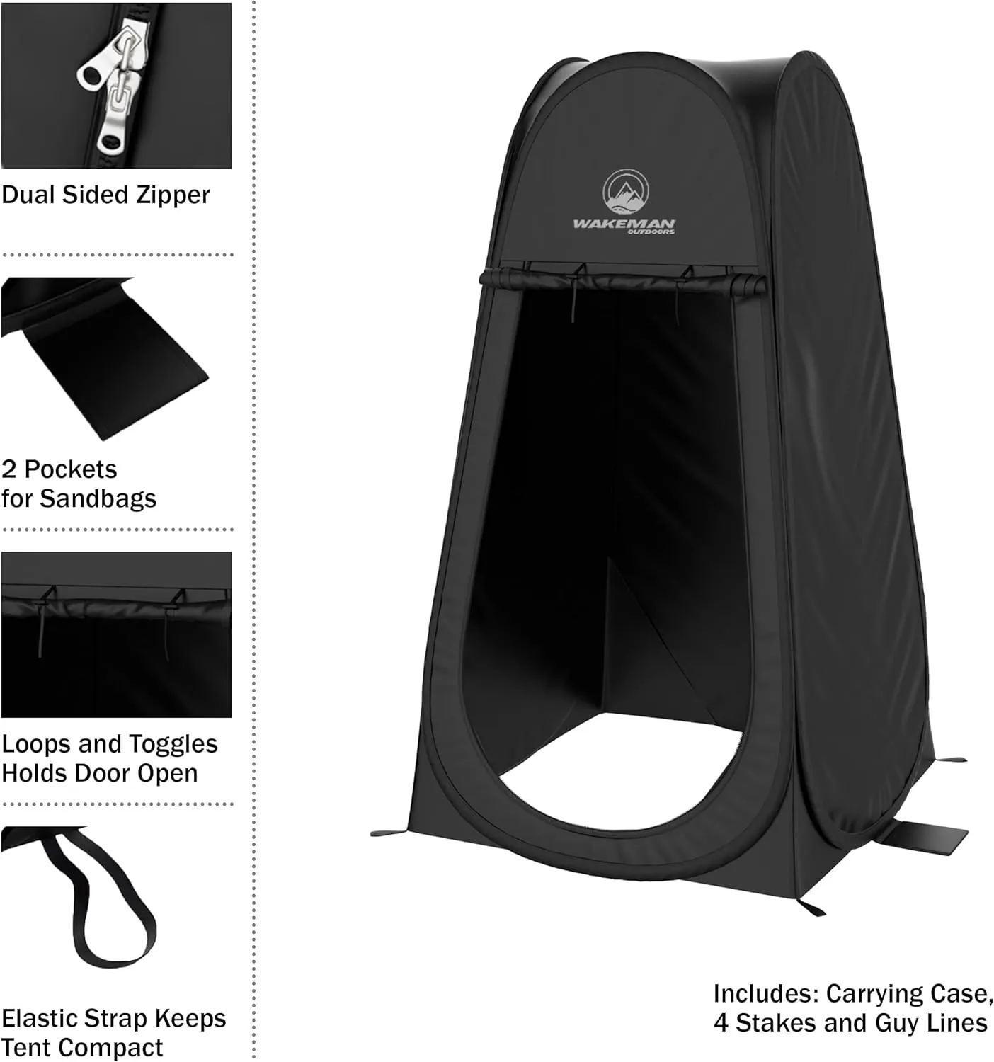 Wakeman Tents 2-Person Tent with Pop-Up Design and Carry Bag - Includes Pop-Up Privacy Tent, Dressing Room, or Portable Shower - Camping Gear by Wakeman