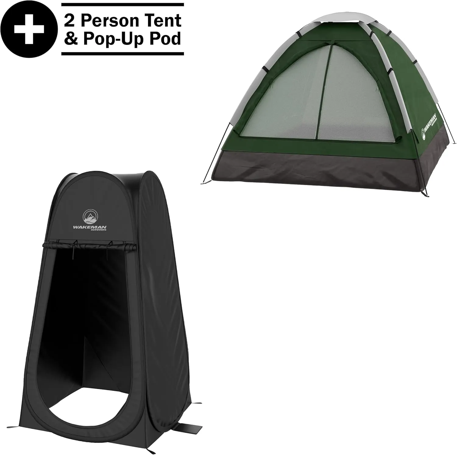 Wakeman Tents 2-Person Tent with Pop-Up Design and Carry Bag - Includes Pop-Up Privacy Tent, Dressing Room, or Portable Shower - Camping Gear by Wakeman