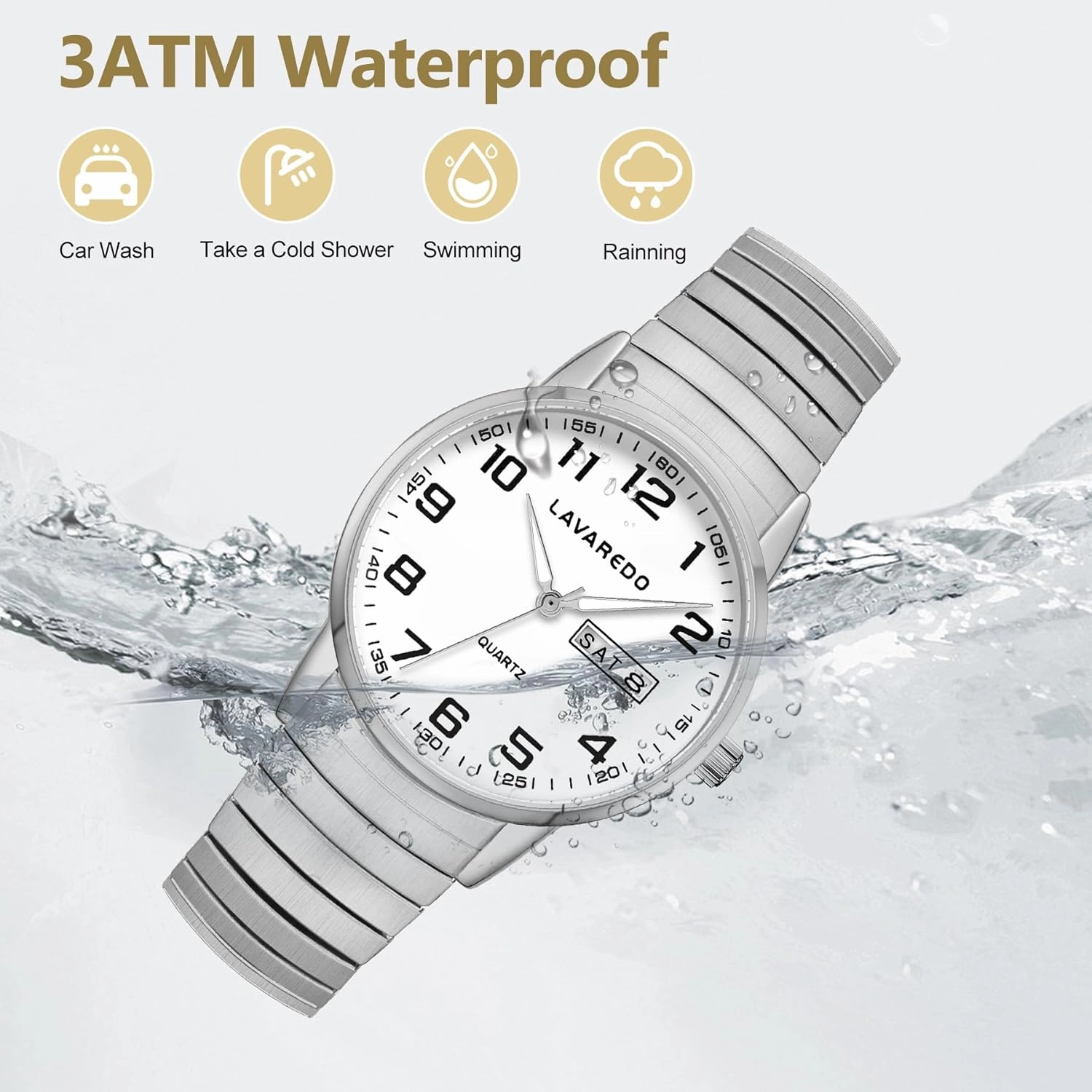 Watches for Men with Easy to Read Dial, Waterproof Analog Watch, Elegant Men's Watch - Stainless Steel Expansion Band, Stylish Christmas & Birthday Gifts for Men