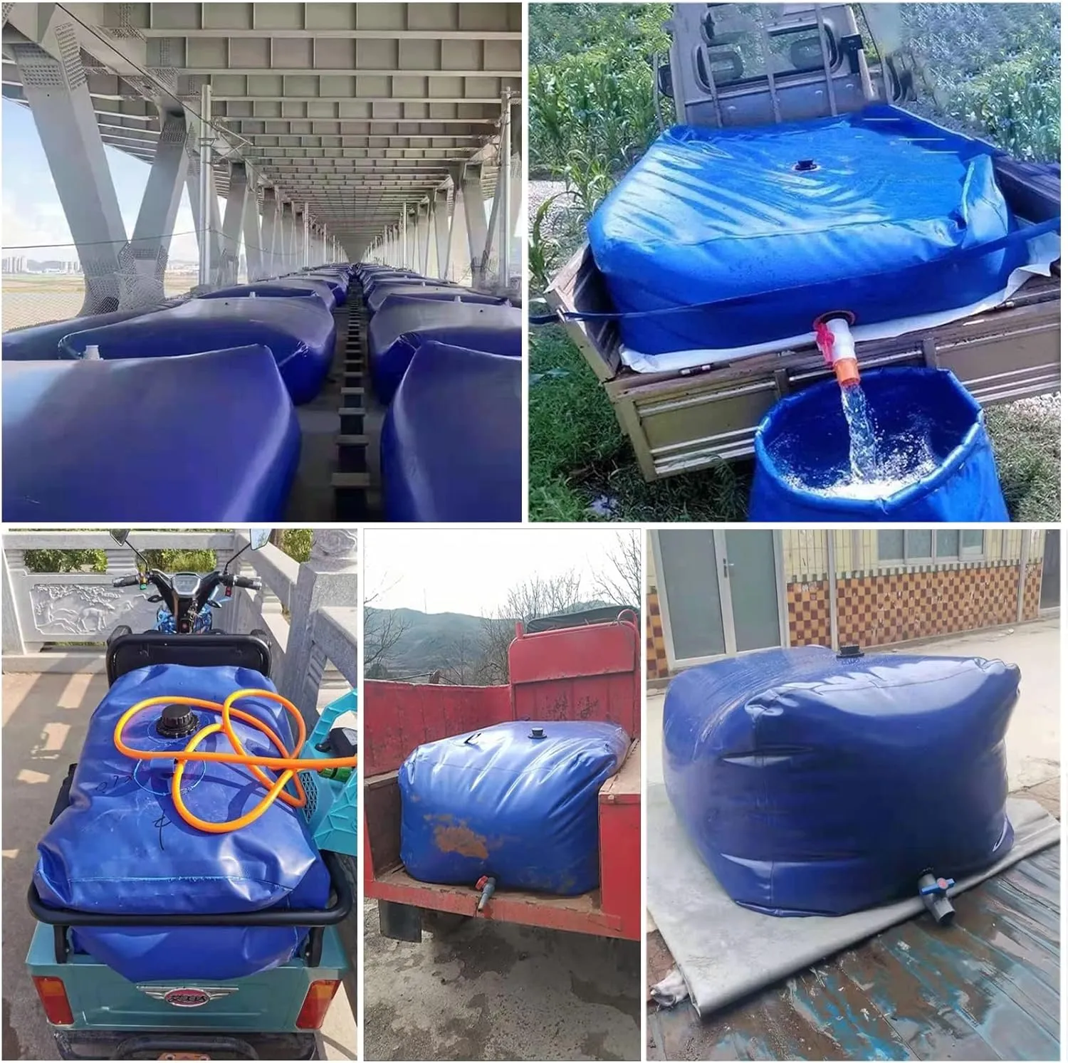 Water Storage Bladder Containers PVC Storage Water Bag for Camper/Tricycle Transport, Foldable Store Water Bladders/Large Capacity Gardening Emergency Water Tank for Home Pasture(2.5x1.5x0.8m/3000 L/7