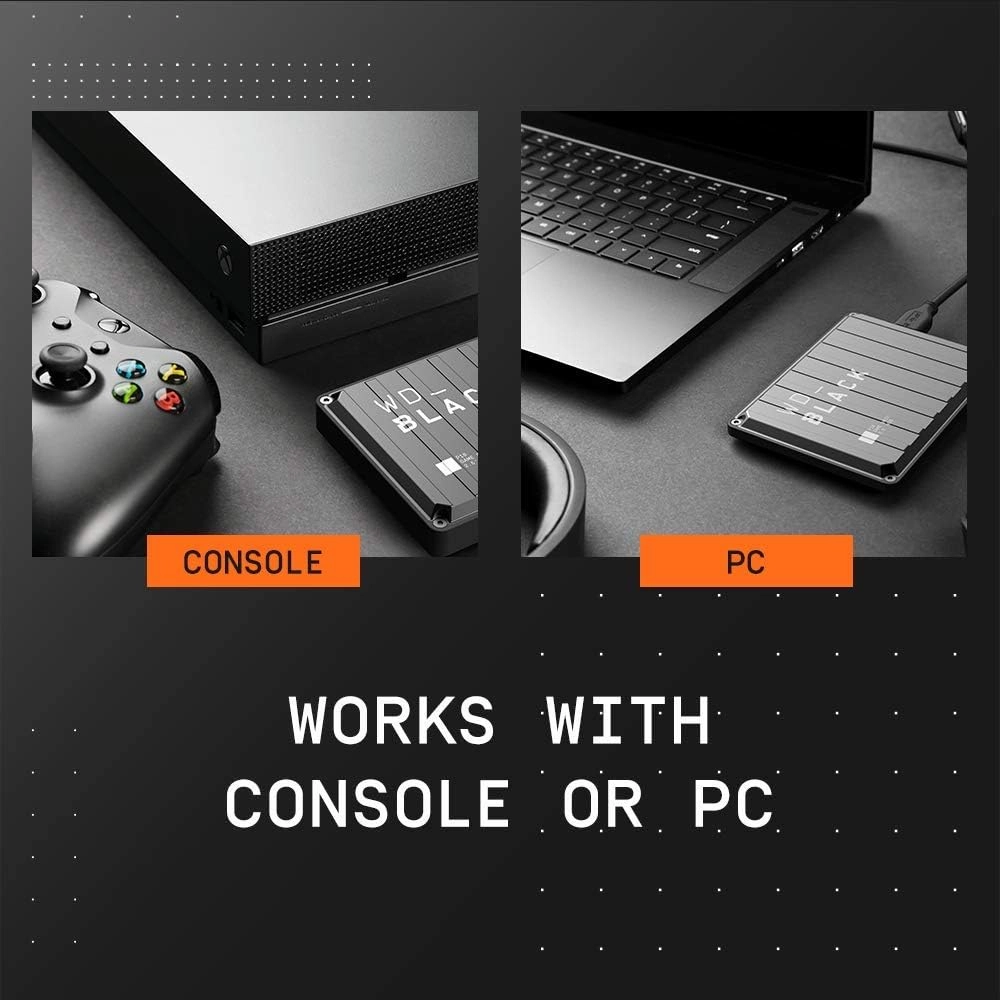 WD_BLACK 2TB P10 Game Drive, Portable External Hard Drive, Works with PlayStation, Xbox, & PC - WDBA2W0020BBK-WES1