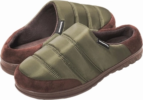 Weatherproof Puffer Nylon Memory Foam Slippers for Men, Cozy Lightweight Indoor Outdoor Slippers with Durable Non-Slip Sole