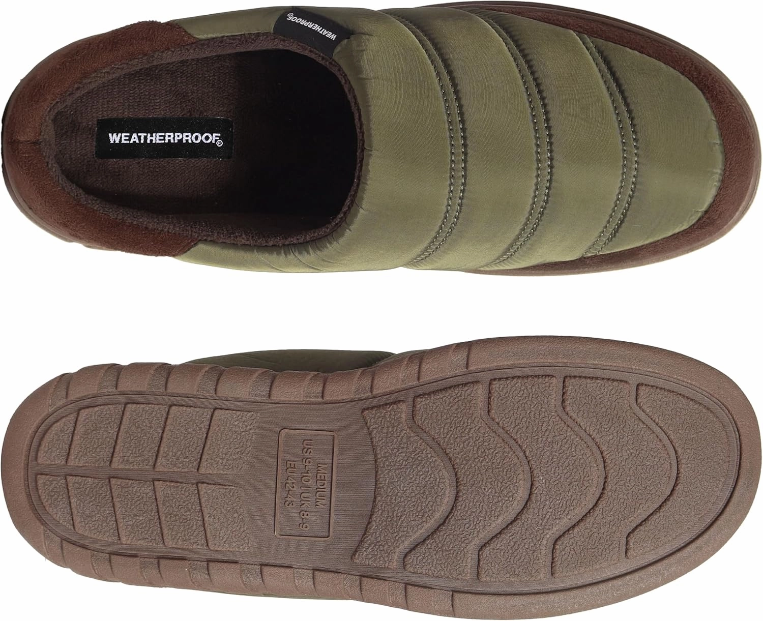 Weatherproof Puffer Nylon Memory Foam Slippers for Men, Cozy Lightweight Indoor Outdoor Slippers with Durable Non-Slip Sole