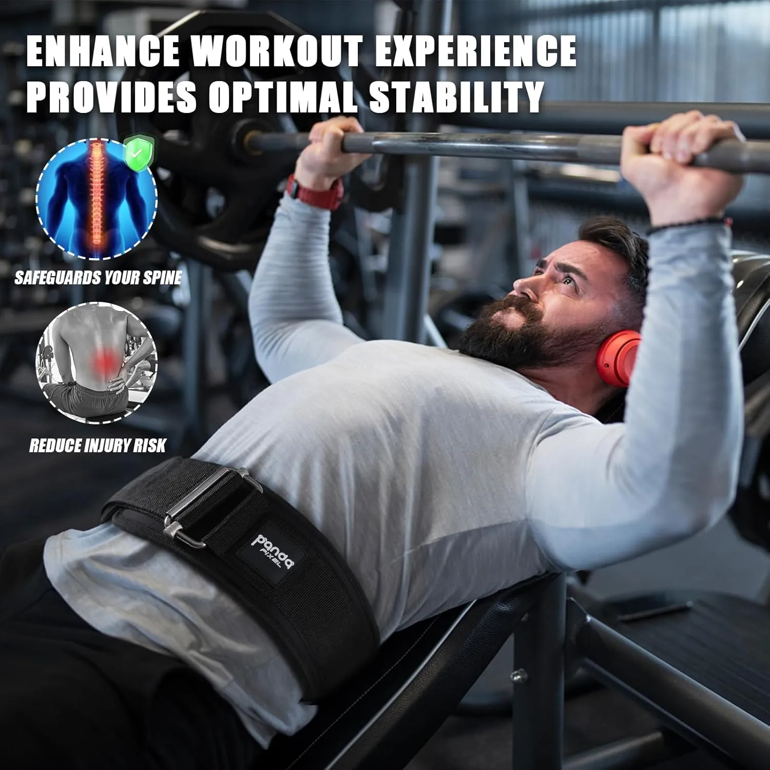 Weight Lifting Belt, PIXEL PANDA Self-Locking Weightlifting Belt, Weight Lifting belts, Premium Gym Belt for Men and Women, Professional Powerlifting Belt for Workout Fitness Squats Deadlifts Bodybuilding