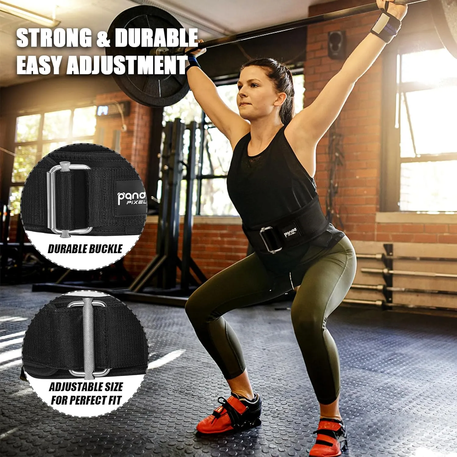 Weight Lifting Belt, PIXEL PANDA Self-Locking Weightlifting Belt, Weight Lifting belts, Premium Gym Belt for Men and Women, Professional Powerlifting Belt for Workout Fitness Squats Deadlifts Bodybuilding