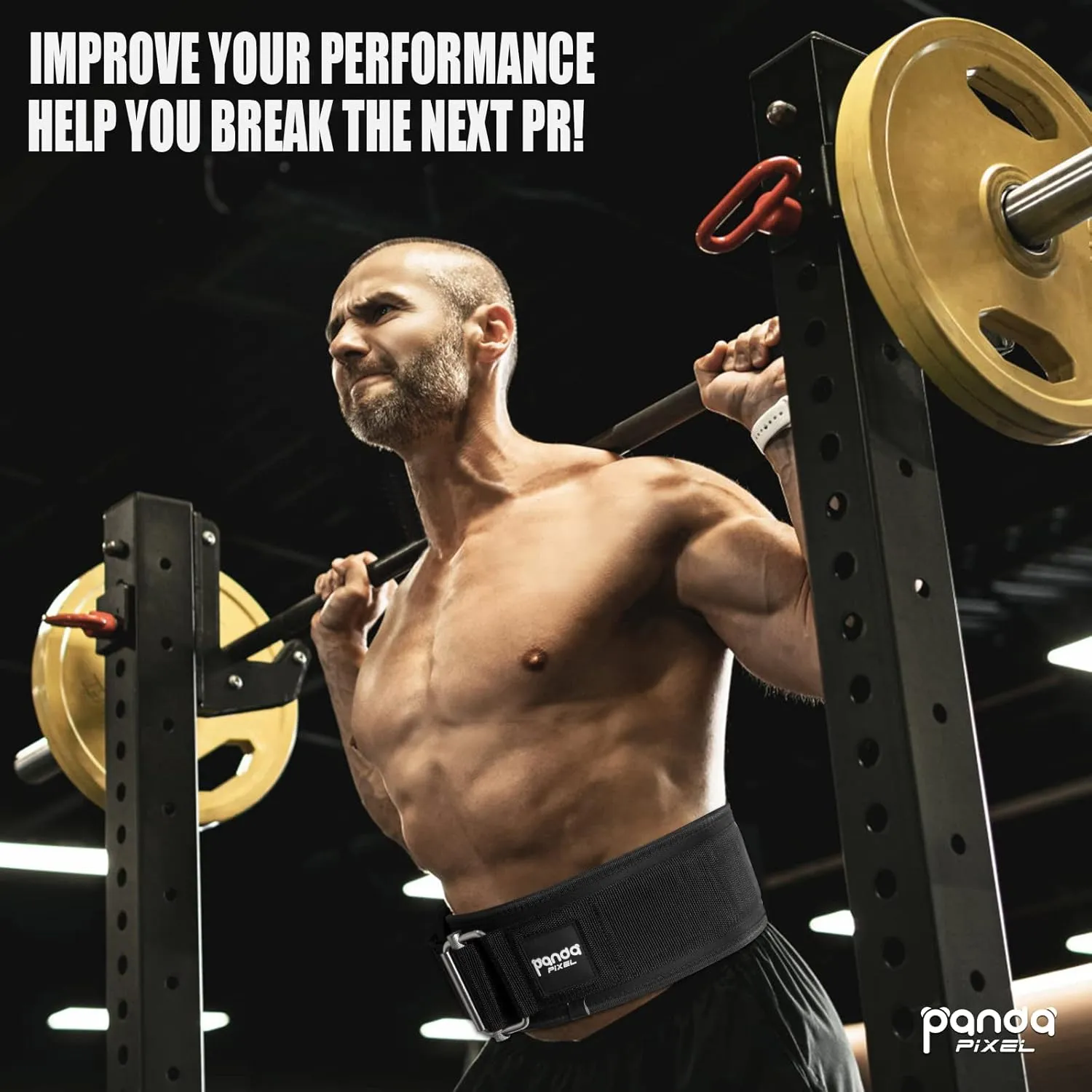 Weight Lifting Belt, PIXEL PANDA Self-Locking Weightlifting Belt, Weight Lifting belts, Premium Gym Belt for Men and Women, Professional Powerlifting Belt for Workout Fitness Squats Deadlifts Bodybuilding