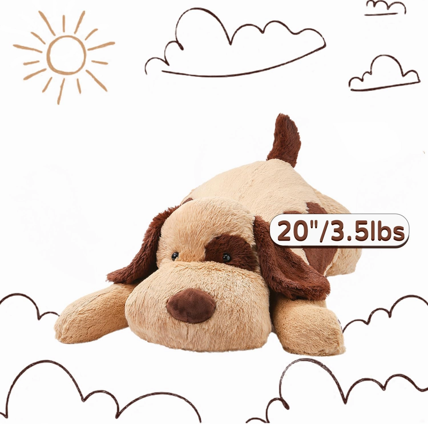 Weighted Stuffed Animals Brown Dog, Weighted Dog Plush, Soft Cute Puppy Plush Pillow Toy, for Kids, Boys and Girls Adults (20" 3.5lbs)