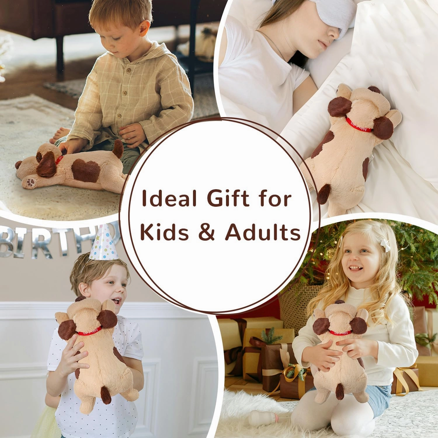 Weighted Stuffed Animals Brown Dog, Weighted Dog Plush, Soft Cute Puppy Plush Pillow Toy, for Kids, Boys and Girls Adults (20" 3.5lbs)